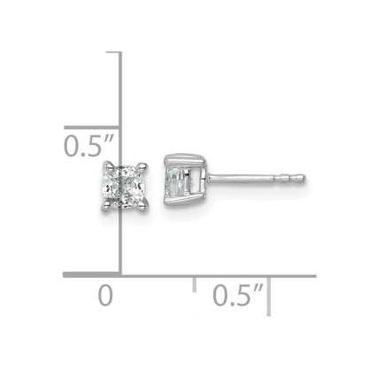 14K Weißgold Ohrstecker mit 0,75 ct. Laborgezüchteten Diamanten VS/SI+ G+, Kissenschliff, 4-Krappen-Fassung, Schwere Ausführung
