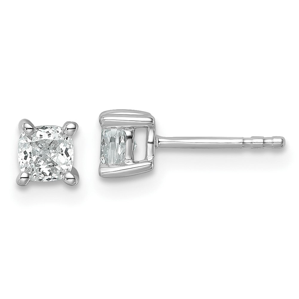 14K Weißgold Ohrstecker mit 0,75 ct. Laborgezüchteten Diamanten VS/SI+ G+, Kissenschliff, 4-Krappen-Fassung, Schwere Ausführung