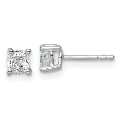 14K Weißgold Ohrstecker mit 0,75 ct. Laborgezüchteten Diamanten VS/SI+ G+, Kissenschliff, 4-Krappen-Fassung, Schwere Ausführung