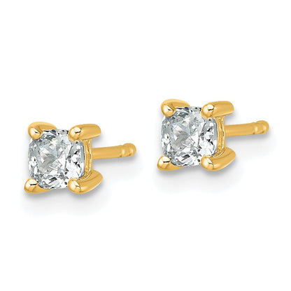 14K Gelbgold Ohrstecker mit 0,75 ct. zertifizierten, im Labor gezüchteten Diamanten VS/SI+ G+ im Kissenschliff, 4-Krappen-Fassung, schweres Gewicht