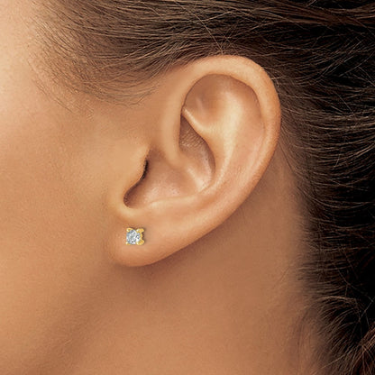 14K Gelbgold Ohrstecker mit 0,75 ct. zertifizierten, im Labor gezüchteten Diamanten VS/SI+ G+ im Kissenschliff, 4-Krappen-Fassung, schweres Gewicht