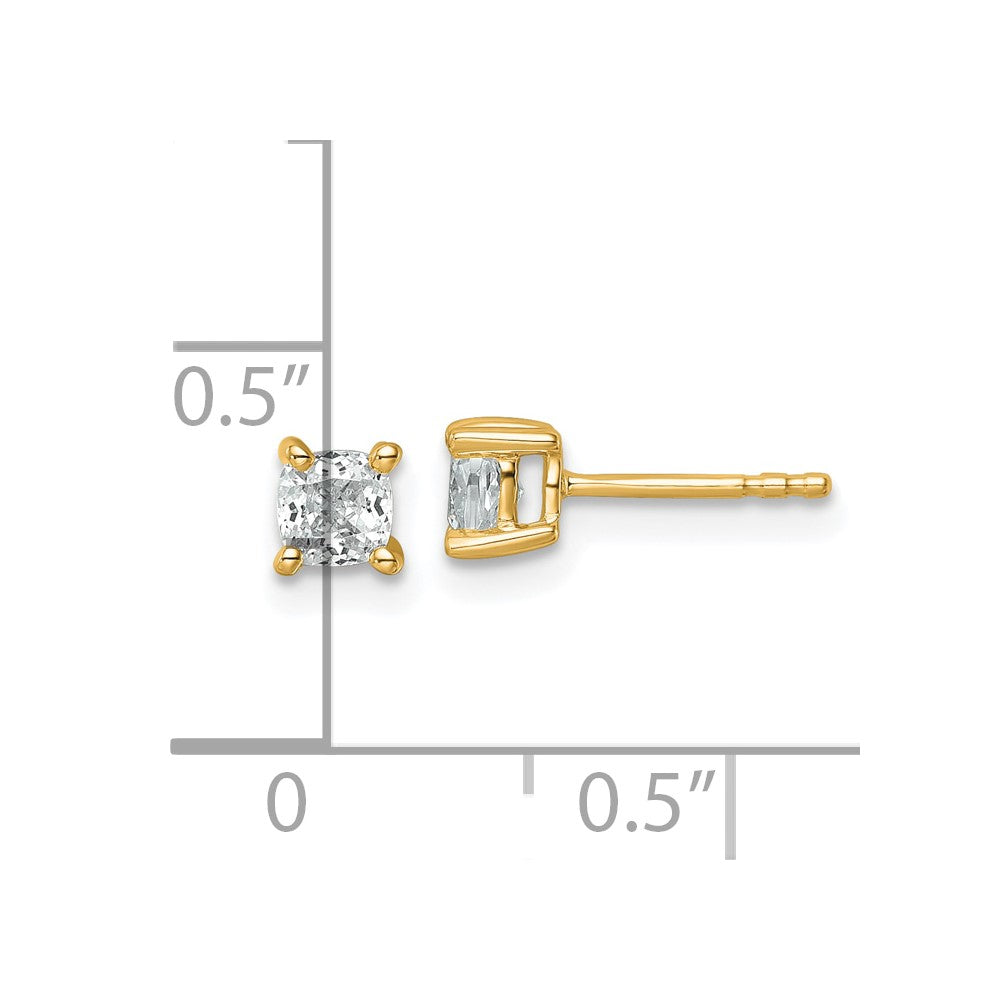 14K Gelbgold Ohrstecker mit 0,75 ct. zertifizierten, im Labor gezüchteten Diamanten VS/SI+ G+ im Kissenschliff, 4-Krappen-Fassung, schweres Gewicht