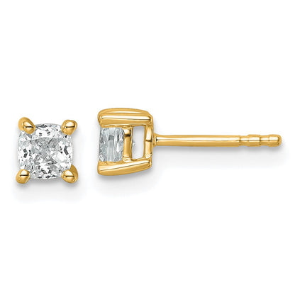 14K Gelbgold Ohrstecker mit 0,75 ct. zertifizierten, im Labor gezüchteten Diamanten VS/SI+ G+ im Kissenschliff, 4-Krappen-Fassung, schweres Gewicht