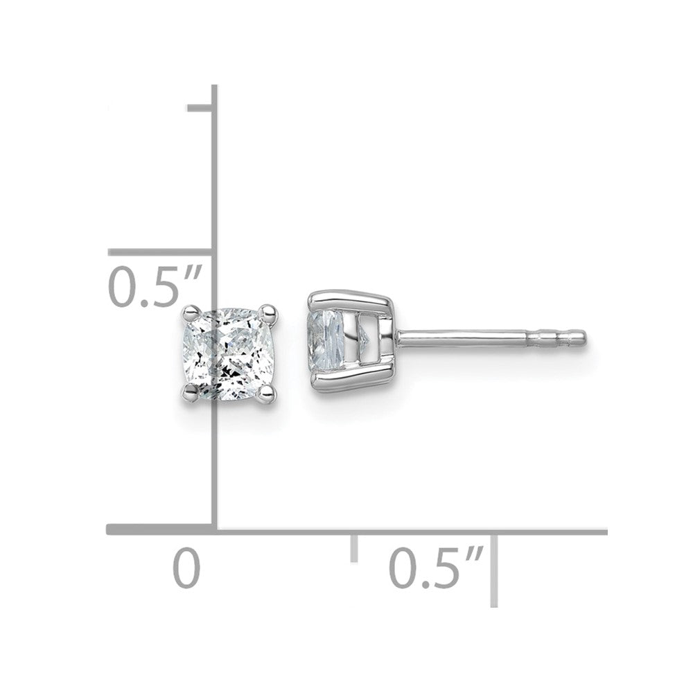 14K Weißgold 1 ct Zertifiziert Im Labor Gezüchtet Diamant Vs+ F+ Kissen 4 Krappen Schwer Gewicht. Ohrstecker