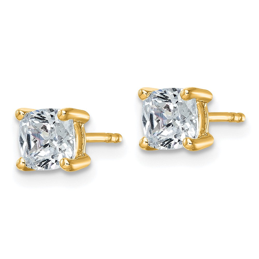 14K Gelbgold Ohrstecker mit 1,5 ct. zertifizierten, im Labor gezüchteten Diamanten, VS/SI+ G+, Kissenschliff, 4-Krappen-Fassung, Schwergewicht