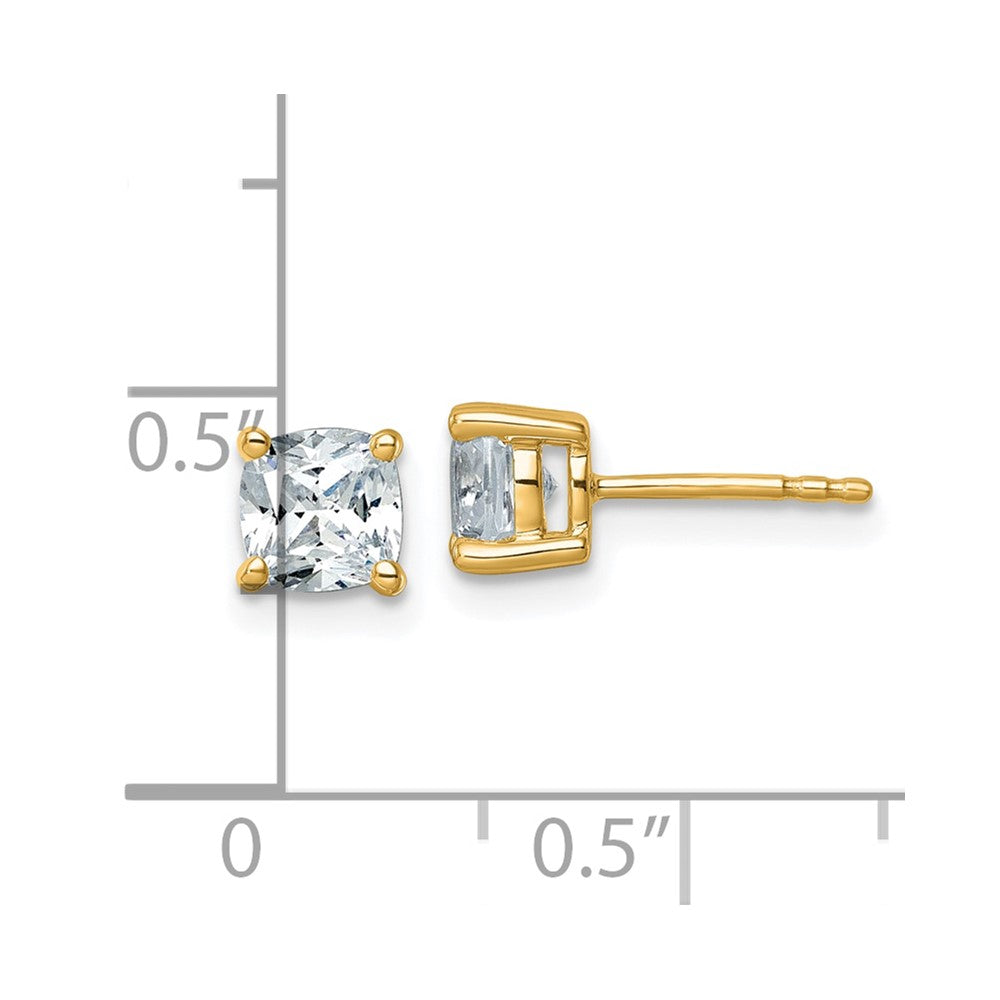 14K Gelbgold Ohrstecker mit 1,5 ct. zertifizierten, im Labor gezüchteten Diamanten, VS/SI+ G+, Kissenschliff, 4-Krappen-Fassung, Schwergewicht
