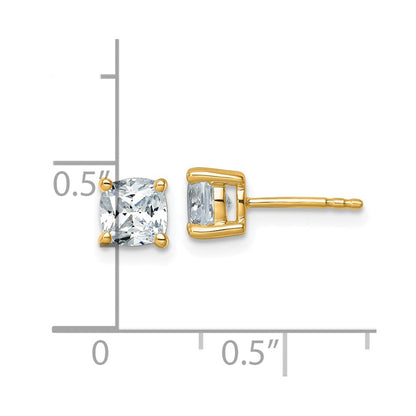 14K Gelbgold Ohrstecker mit 1,5 ct. zertifizierten, im Labor gezüchteten Diamanten, VS/SI+ G+, Kissenschliff, 4-Krappen-Fassung, Schwergewicht