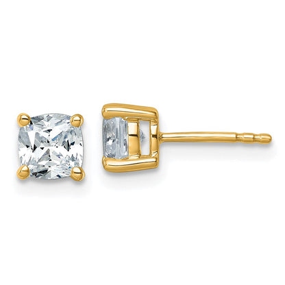 14K Gelbgold Ohrstecker mit 1,5 ct. zertifizierten, im Labor gezüchteten Diamanten, VS/SI+ G+, Kissenschliff, 4-Krappen-Fassung, Schwergewicht