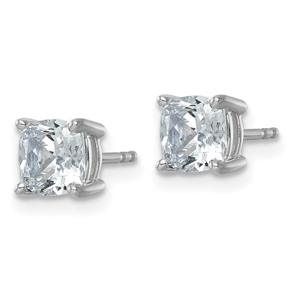 14K Weißgold Ohrstecker mit 2 ct. zertifiziertem, im Labor gezüchtetem Solitär-Diamant im Cushion-Schliff, VS/SI+ G+