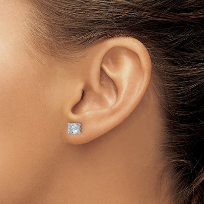 14K Weißgold Ohrstecker mit 2 ct. zertifiziertem, im Labor gezüchtetem Solitär-Diamant im Cushion-Schliff, VS/SI+ G+
