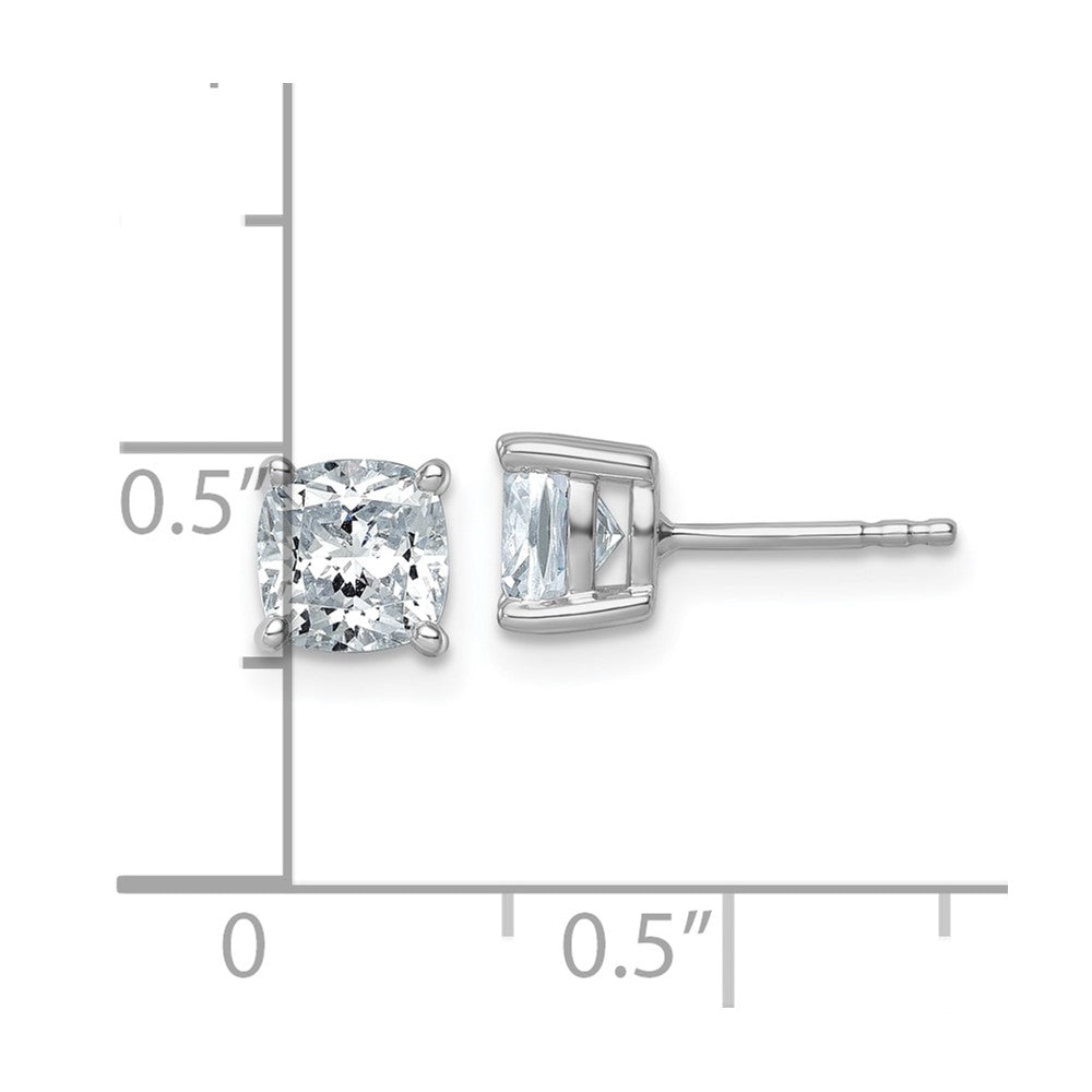 14K Weißgold Ohrstecker mit 2 ct. zertifiziertem, im Labor gezüchtetem Solitär-Diamant im Cushion-Schliff, VS/SI+ G+
