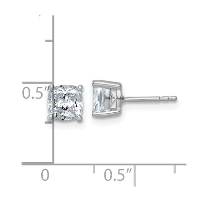 14K Weißgold Ohrstecker mit 2 ct. zertifiziertem, im Labor gezüchtetem Solitär-Diamant im Cushion-Schliff, VS/SI+ G+