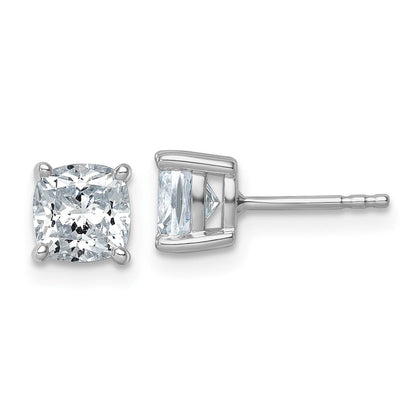 14K Weißgold Ohrstecker mit 2 ct. zertifiziertem, im Labor gezüchtetem Solitär-Diamant im Cushion-Schliff, VS/SI+ G+