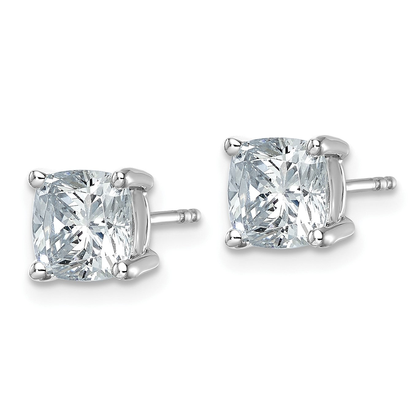 14K Weißgold Ohrstecker mit 3 ct. zertifiziertem, im Labor gezüchtetem Diamant VS/SI+ G+ im Kissenschliff, komplettes Solitär-Design
