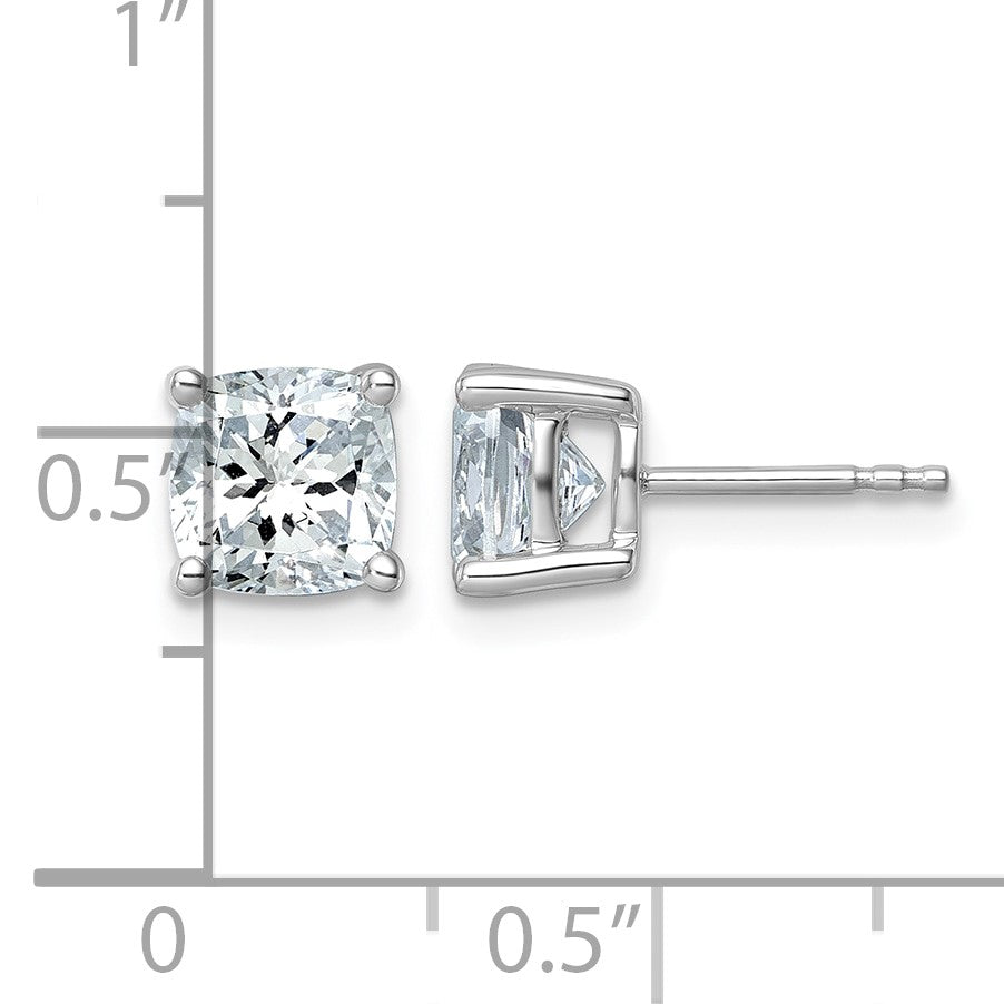 14K Weißgold Ohrstecker mit 3 ct. zertifiziertem, im Labor gezüchtetem Diamant VS/SI+ G+ im Kissenschliff, komplettes Solitär-Design