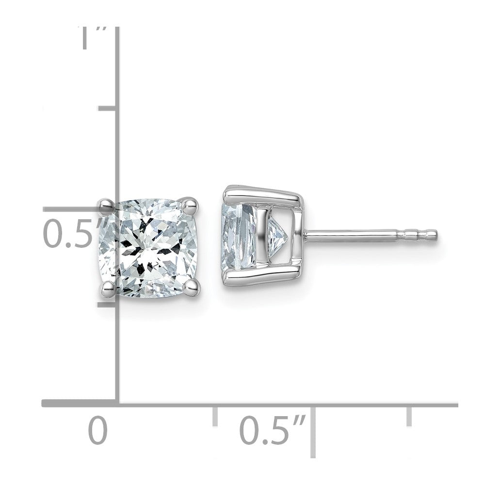 14K Weißgold Ohrstecker mit 3 ct. zertifiziertem, im Labor gezüchtetem Diamant VS/SI+ G+ im Kissenschliff, komplettes Solitär-Design