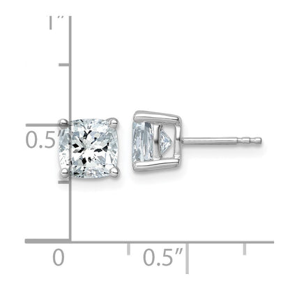 14K Weißgold Ohrstecker mit 3 ct. zertifiziertem, im Labor gezüchtetem Diamant VS/SI+ G+ im Kissenschliff, komplettes Solitär-Design