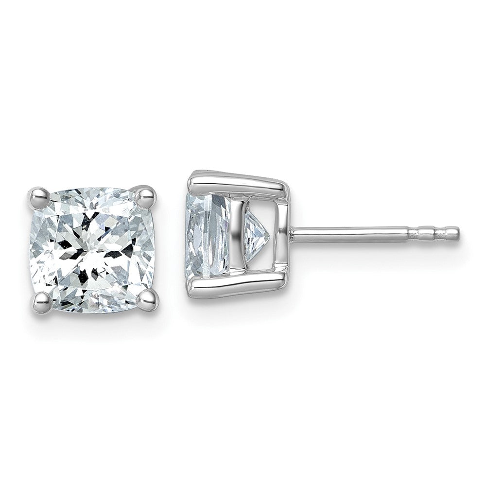 14K Weißgold Ohrstecker mit 3 ct. zertifiziertem, im Labor gezüchtetem Diamant VS/SI+ G+ im Kissenschliff, komplettes Solitär-Design