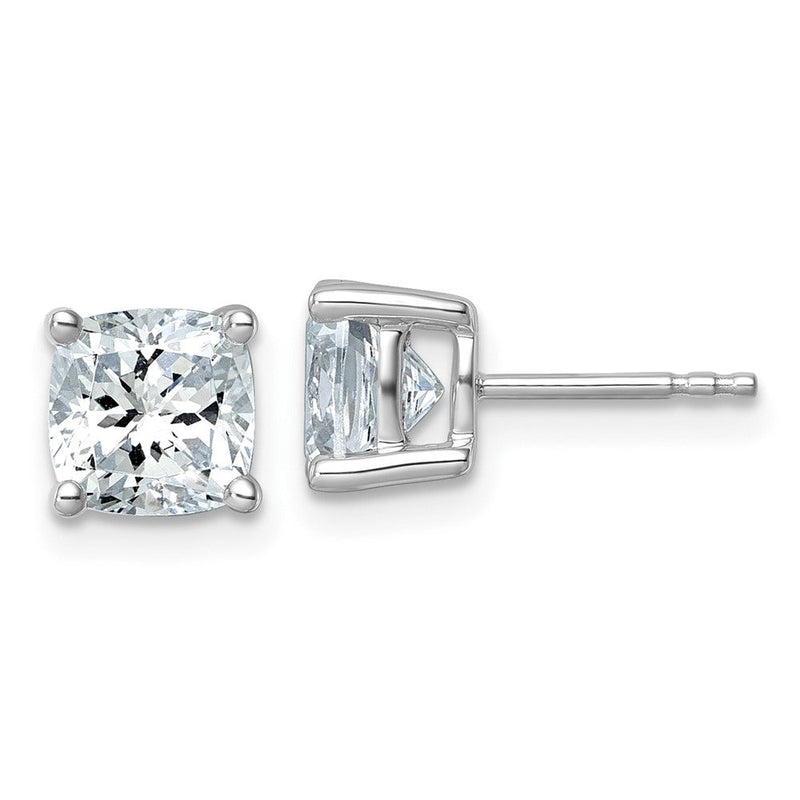 14K Weißgold Ohrstecker mit 3 ct. zertifiziertem, im Labor gezüchtetem Diamant VS/SI+ G+ im Kissenschliff, komplettes Solitär-Design