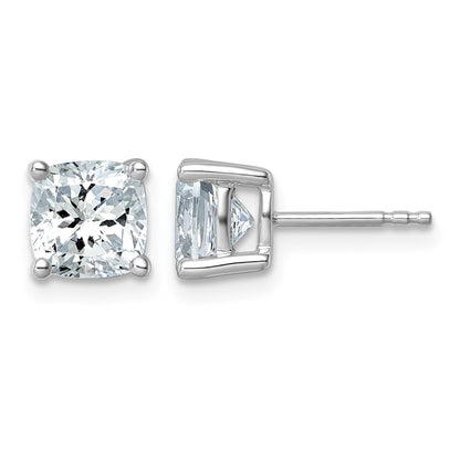 14K Weißgold Ohrstecker mit 3 ct. zertifiziertem, im Labor gezüchtetem Diamant VS/SI+ G+ im Kissenschliff, komplettes Solitär-Design
