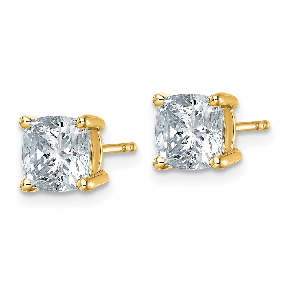 14K Gelbgold 3 ct Zertifiziert Im Labor Gezüchtet Diamant Vs/si+ G+ Kissen 4 Krappen Schwer Gewicht. Ohrstecker