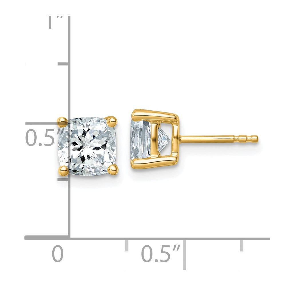 14K Gelbgold 3 ct Zertifiziert Im Labor Gezüchtet Diamant Vs/si+ G+ Kissen 4 Krappen Schwer Gewicht. Ohrstecker