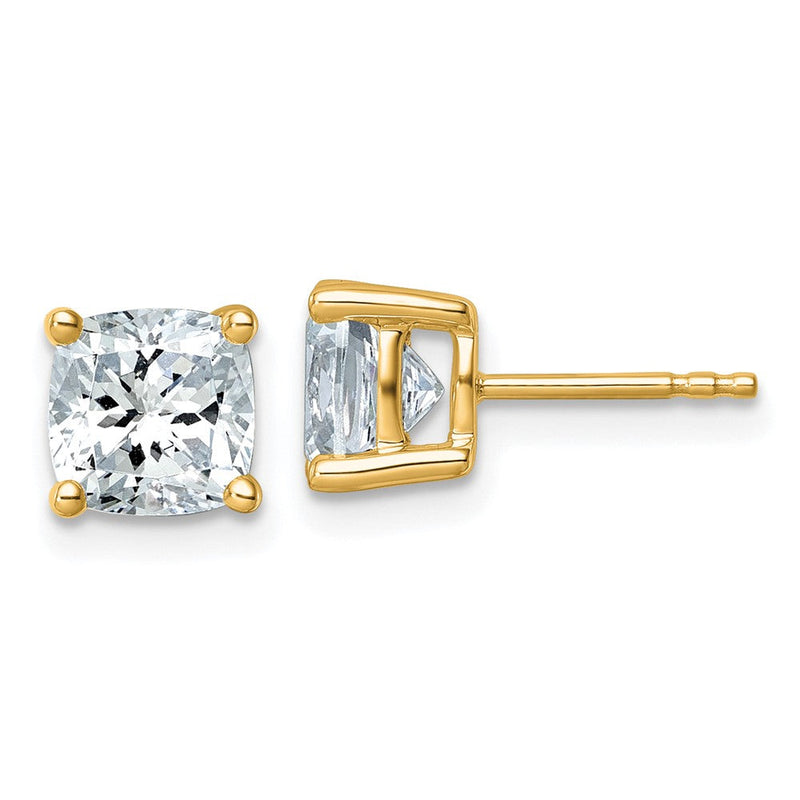 14K Gelbgold 3 ct. Laborgezüchtete Diamanten VS/SI+ G+ Cushion 4-Krappen Schwere Ausführung Ohrstecker