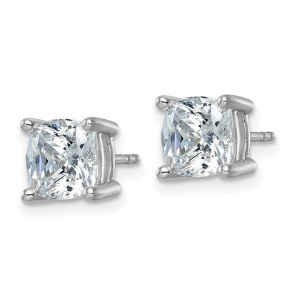14K Weißgold Ohrstecker mit 4 ct. Laborgezüchteten Diamanten VS/SI+ G+, Kissenschliff, 4-Krappen-Fassung, Schweres Gewicht