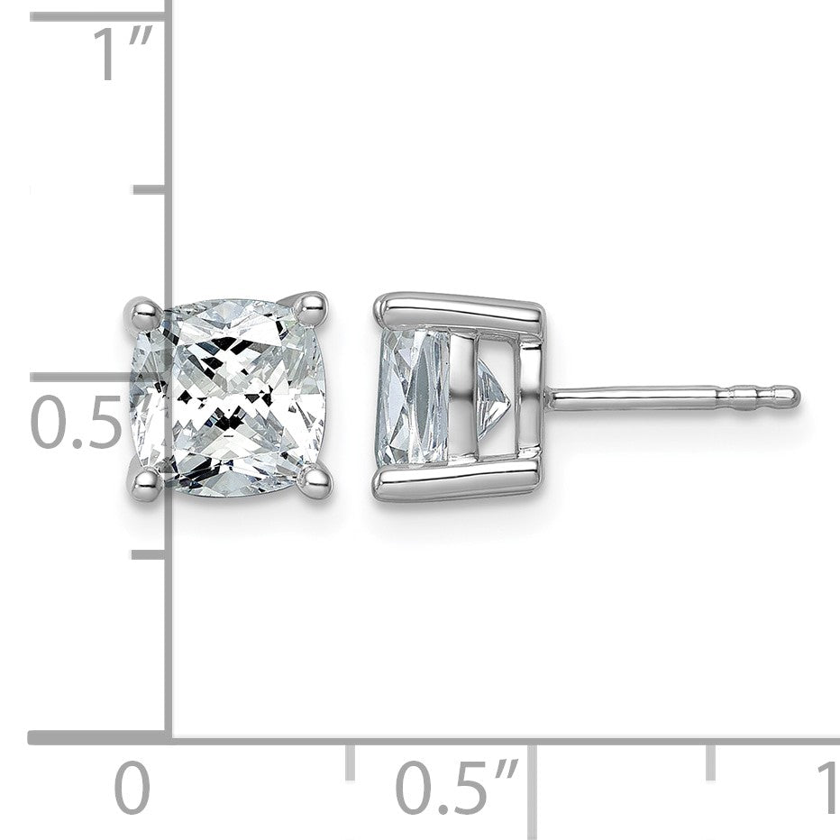 14K Weißgold 4 ct. Zertifizierte Laborgezüchtete Diamant VS/SI+ G+ Kissenschliff Komplett-Solitär-Ohrstecker