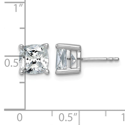 14K Weißgold Ohrstecker mit 4 ct. Laborgezüchteten Diamanten VS/SI+ G+, Kissenschliff, 4-Krappen-Fassung, Schweres Gewicht
