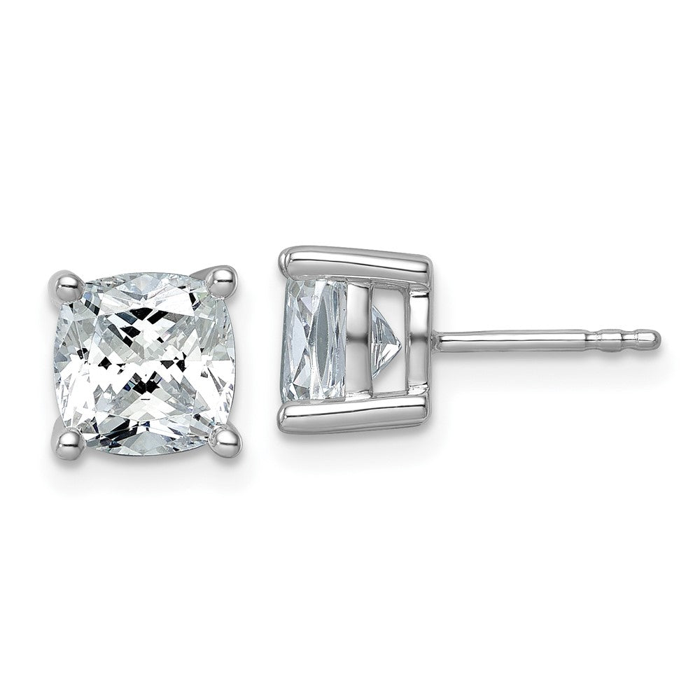 14K Weißgold 4 ct. Zertifizierte Laborgezüchtete Diamant VS/SI+ G+ Kissenschliff Komplett-Solitär-Ohrstecker