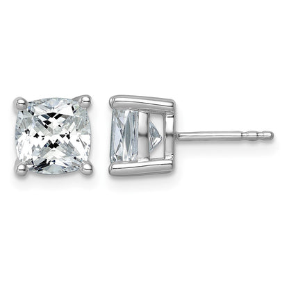 14K Weißgold Ohrstecker mit 4 ct. Laborgezüchteten Diamanten VS/SI+ G+, Kissenschliff, 4-Krappen-Fassung, Schweres Gewicht