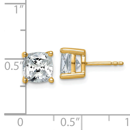 14K Gelbgold 4 ct Im Labor Gezüchtet Diamant Vs+ F+ Kissen Krappen Schwer Gewicht. Ohrstecker