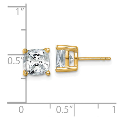 14K Gelbgold Ohrstecker mit 4 ct. Laborgezüchtetem Diamanten im Kissenschliff, komplette Solitärfassung, VS/SI+ G+