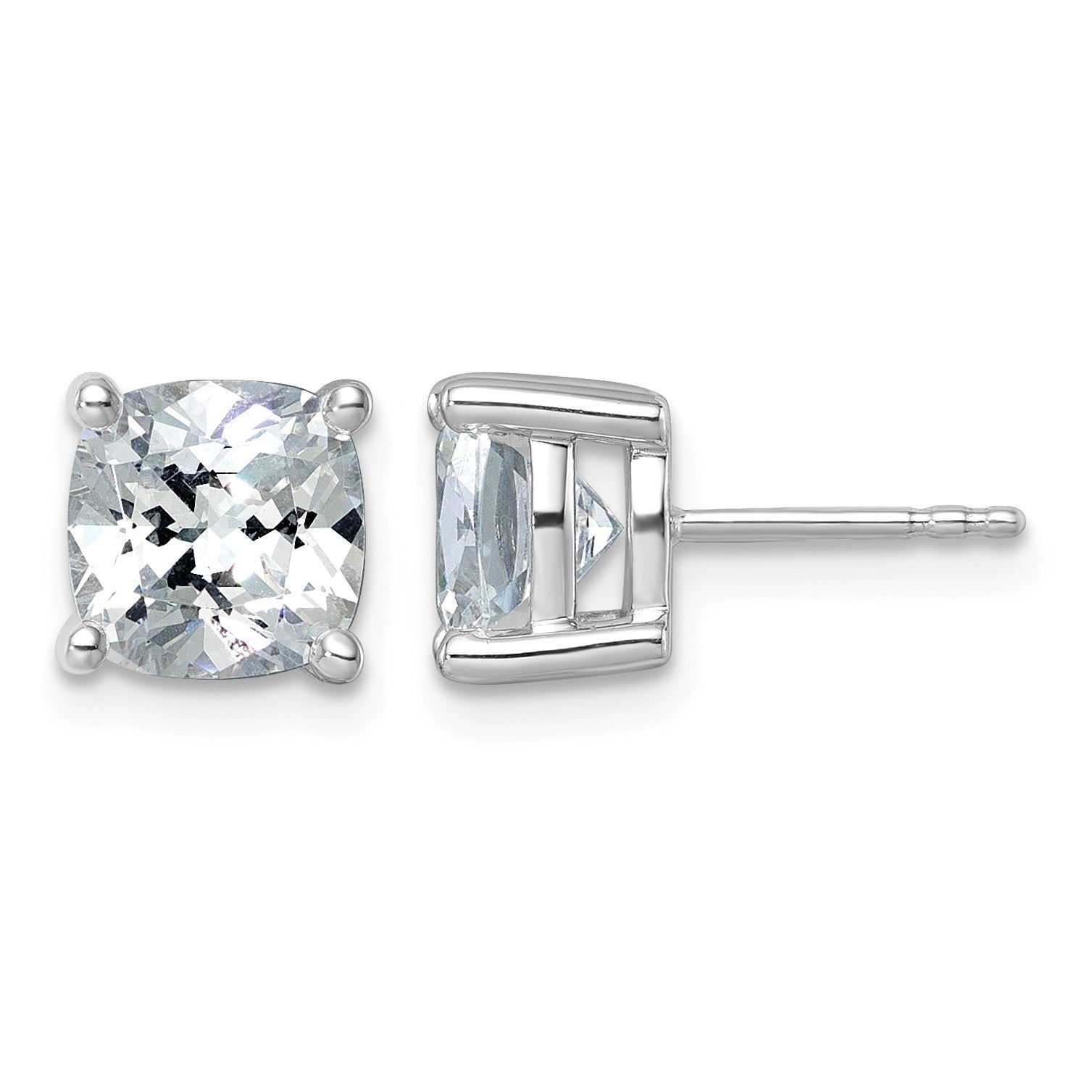 14K Weißgold 5 ct. Laborgezüchtete Diamanten VS/SI+ G+ Kissenschliff Komplett-Solitär-Ohrstecker