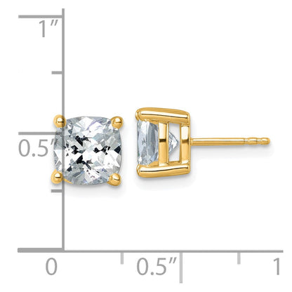 14K Gelbgold Ohrstecker mit 5 ct. zertifizierten, im Labor gezüchteten Diamanten VS/SI+ G+ im Kissenschliff, komplettes Solitär-Design