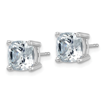 14K Weißgold Ohrstecker mit 6 ct. zertifizierten, im Labor gezüchteten Diamanten, VS/SI+ G+, Kissenschliff, 4-Krappen-Fassung, hohes Gewicht
