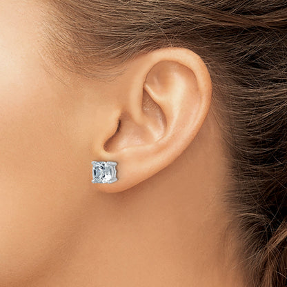 14K Weißgold Ohrstecker mit 6 ct. zertifizierten, im Labor gezüchteten Diamanten, VS/SI+ G+, Kissenschliff, 4-Krappen-Fassung, hohes Gewicht