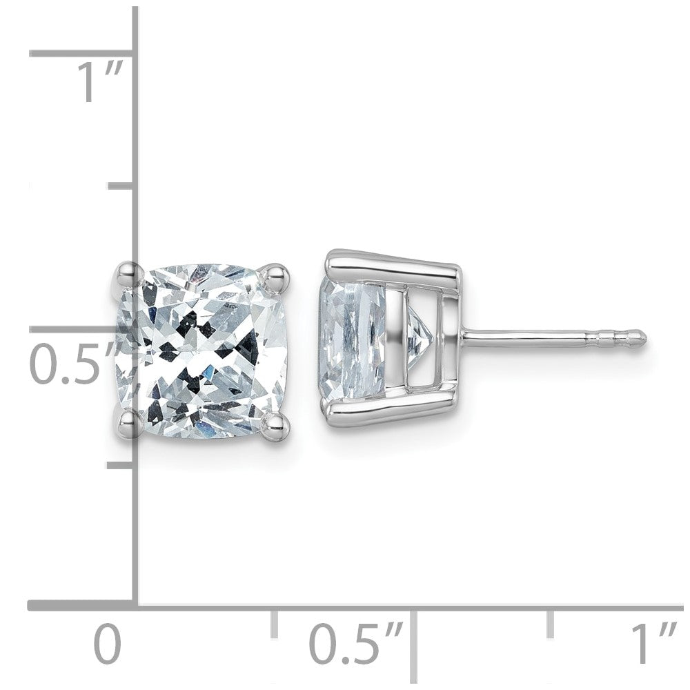 14K Weißgold Ohrstecker mit 6 ct. zertifizierten, im Labor gezüchteten Diamanten, VS/SI+ G+, Kissenschliff, 4-Krappen-Fassung, hohes Gewicht