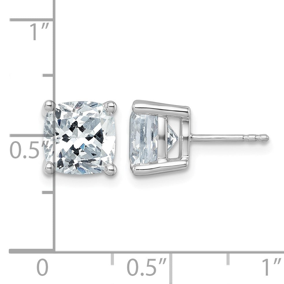 14K Weißgold Ohrstecker mit 6 ct. zertifizierten, im Labor gezüchteten Diamanten, VS/SI+ G+, Kissenschliff, 4-Krappen-Fassung, hohes Gewicht