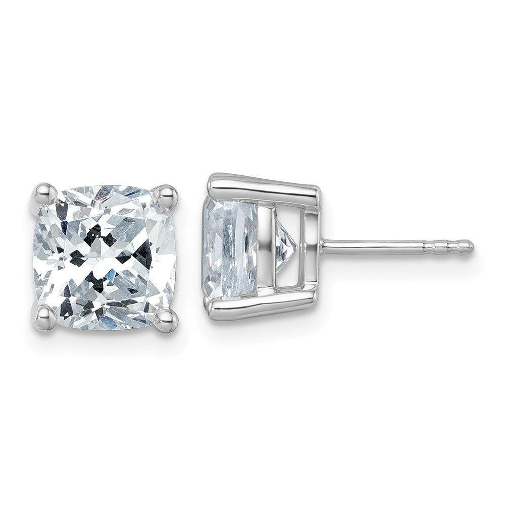 14K Weißgold Ohrstecker mit 6 ct. zertifizierten, im Labor gezüchteten Diamanten, VS/SI+ G+, Kissenschliff, 4-Krappen-Fassung, hohes Gewicht