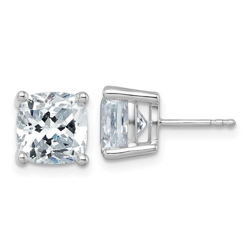 14K Weißgold Ohrstecker mit 6 ct. zertifizierten, im Labor gezüchteten Diamanten, VS/SI+ G+, Kissenschliff, 4-Krappen-Fassung, hohes Gewicht