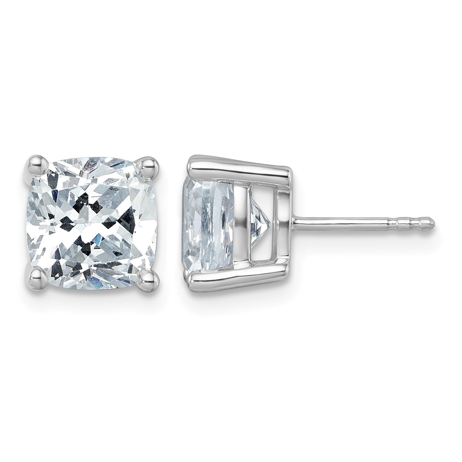 14K Weißgold Ohrstecker mit 6 ct. zertifizierten, im Labor gezüchteten Diamanten, VS/SI+ G+, Kissenschliff, 4-Krappen-Fassung, hohes Gewicht