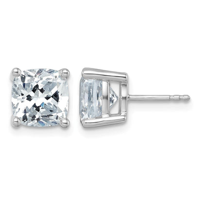 14K Weißgold Ohrstecker mit 6 ct. zertifizierten, im Labor gezüchteten Diamanten, VS/SI+ G+, Kissenschliff, 4-Krappen-Fassung, hohes Gewicht