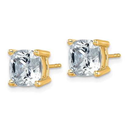 14K Gelbgold Ohrstecker mit 6 ct. im Kissenschliff, Laborgezüchteten Diamanten, VS/SI+ G+, 4-Krappen-Fassung, hohes Gewicht