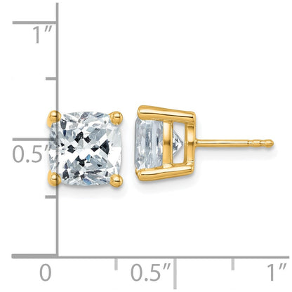 14K Gelbgold Ohrstecker mit 6 ct. im Kissenschliff, Laborgezüchteten Diamanten, VS/SI+ G+, 4-Krappen-Fassung, hohes Gewicht