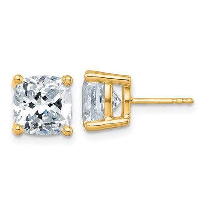 14K Gelbgold Ohrstecker mit 6 ct. im Kissenschliff, Laborgezüchteten Diamanten, VS/SI+ G+, 4-Krappen-Fassung, hohes Gewicht