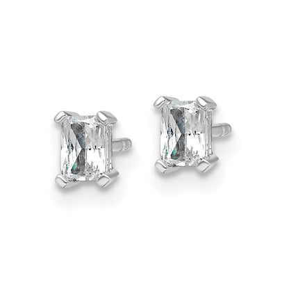 14K Weißgold Ohrstecker mit 0,5 ct. im Radiant-Schliff, Labor gezüchtetem Diamant-Solitär, VS/SI+ G+
