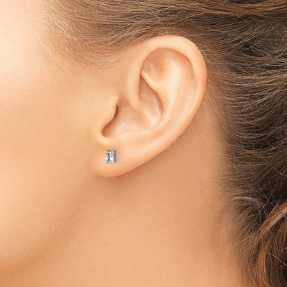 14K Weißgold Ohrstecker mit 0,5 ct. zertifizierten, im Labor gezüchteten Diamanten im Radiant-Schliff, VS/SI+ G+, 4-Krappen-Fassung, schweres Gewicht