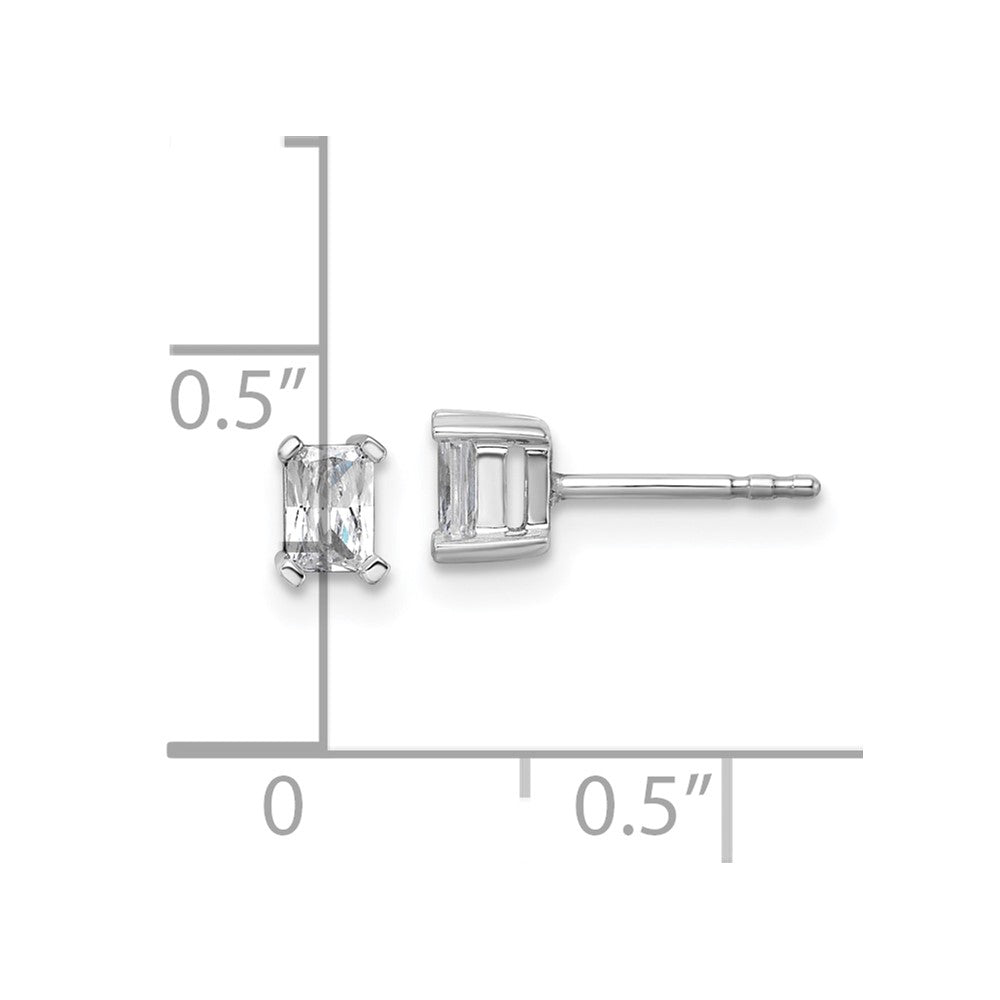 14K Weißgold Ohrstecker mit 0,5 ct. zertifizierten, im Labor gezüchteten Diamanten im Radiant-Schliff, VS/SI+ G+, 4-Krappen-Fassung, schweres Gewicht